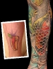 cover up tattoos_hotdog man koi coverup