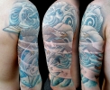 custom tattoos_Eagle Dolphin angry sea
